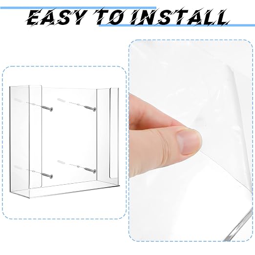 Weysat Wall Mounted Acrylic Glove Box Holder Double Dispenser Floating Glove - Image 3
