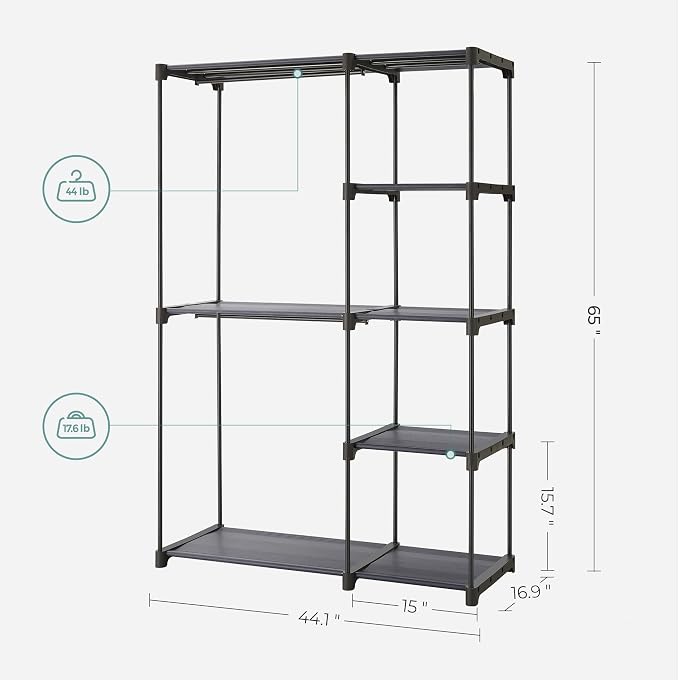 SONGMICS Portable Closet, Freestanding Closet Organizer, Clothes Rack - Image 3