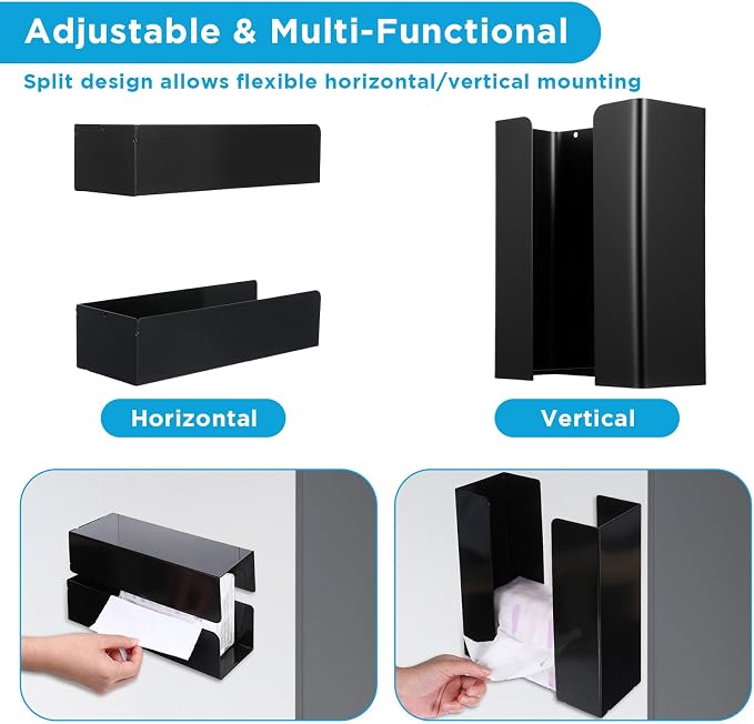 2 Pack Magnetic Glove & Tissue Dispenser – Adjustable Paper Towel Holder - Image 3