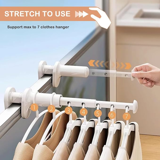 2 Pack Clothes Drying Rack for Travel Retractable Bar Laundry Hanger Portable - Image 2