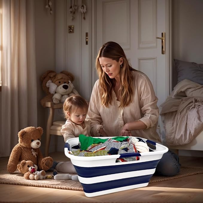 SAMMART 42 Collapsible Plastic Laundry Basket, Foldable Pop Up Storage - Image 3