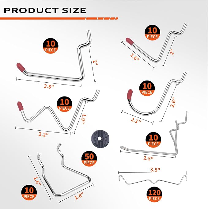 Calax 338PCS Pegboard Hooks Organizer Kit, Fit 1/8 or 1/4 inch Peg Board - Image 3