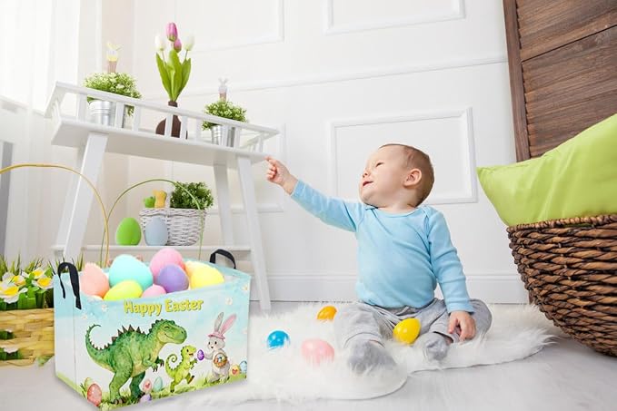 Sanjiaofeng Rectangular Easter Dinosaur Basket Dinosaur Storage Bins, Cute - Image 7