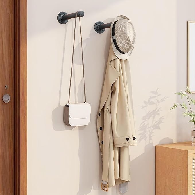 Cast Iron Wall Mounted Clothes Rack, Heavy Duty Industrial Pipe Clothing Rack - Image 5
