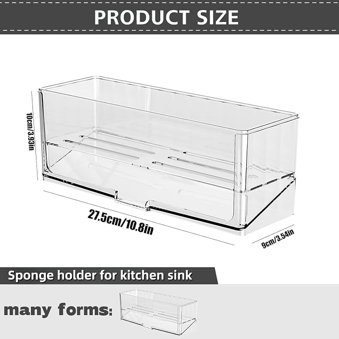Akalin Sponge Holder for Kitchen Sink, Plastic Sink Caddy, Dish Sponge Holder - Image 4