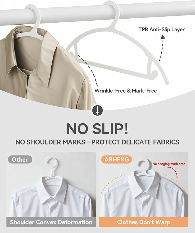 50 Pack Clothes Hangers, Non Slip Heavy Duty Plastic Hangers, Space Saving - Image 4