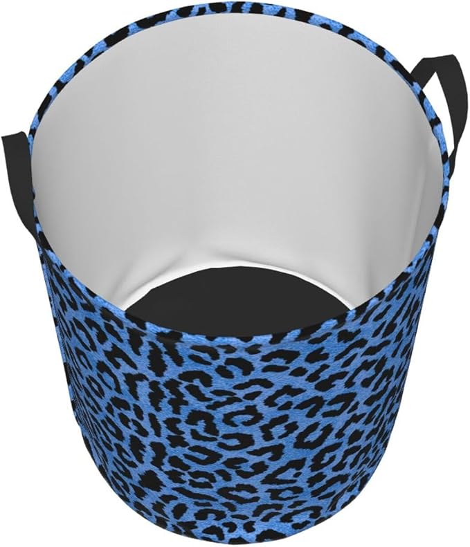Blue Leopard Print Laundry Hamper Bag - Image 2