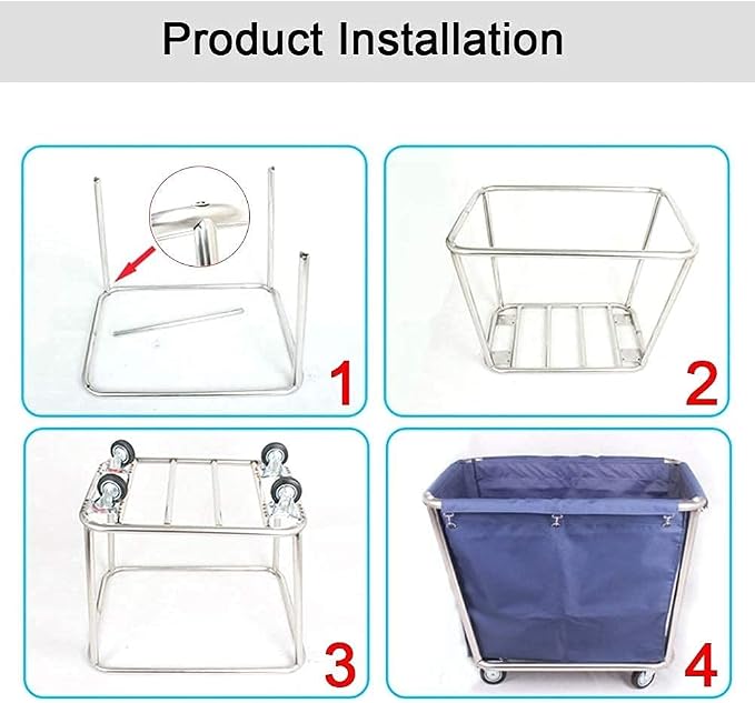 Large Laundry Cart with Wheels, Rolling Laundry Basket, 220 LB Load - Image 6