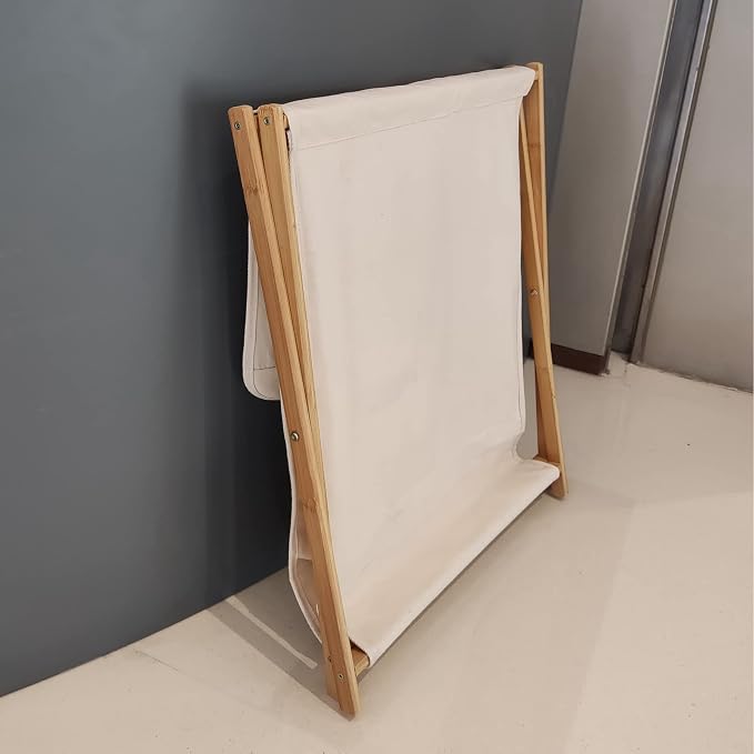 Bamboo Wood X-frame Laundry Hamper - Image 5