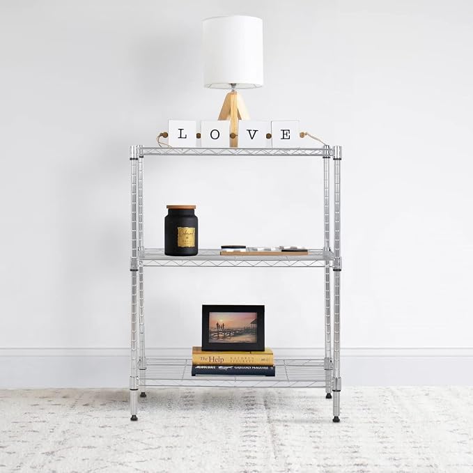 Meet perfect 3-Tier Metal Shelving Unit, 30.2" H x 13.2" W x 23" D Adjustable - Image 2