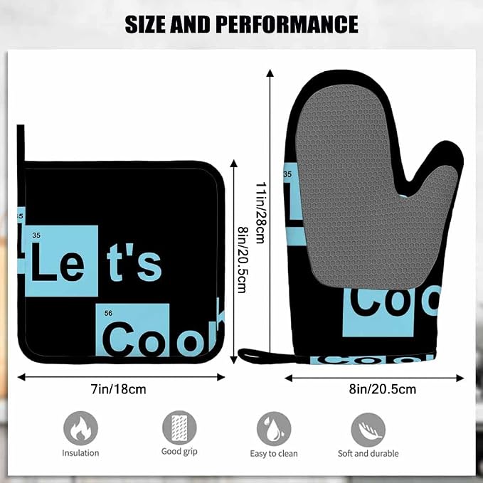 Mxocom Let's Cook Silicone Oven Mitts and Pot Holders Sets Breaking Bad - Image 3