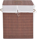Laundry Bin Brown, Rectangular, Lightweight, Removable Liner, by Unknown
