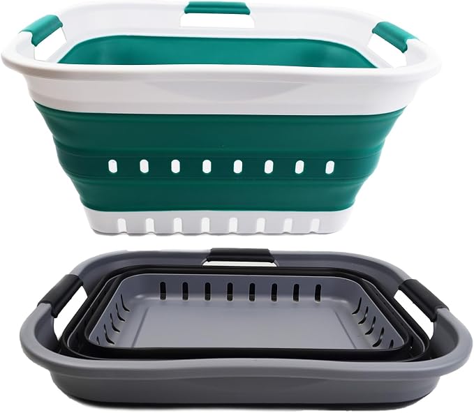 SAMMART Set of 2-30L Collapsible Plastic Laundry Basket - Image 2