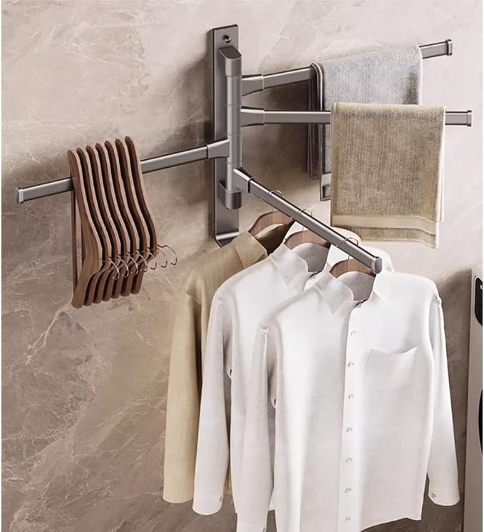 Swivel Towel Rack Bar for Bathroom, Wall Mounted Widen Folding Arm Swing Out - Image 4