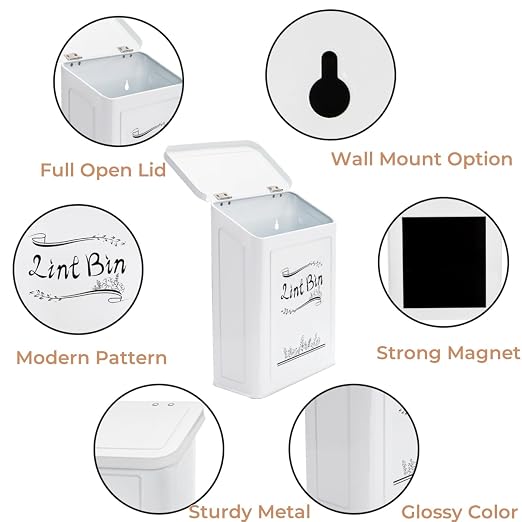 Magnetic Lint Bin, Wall Mounted Lint Trash Can - Image 3