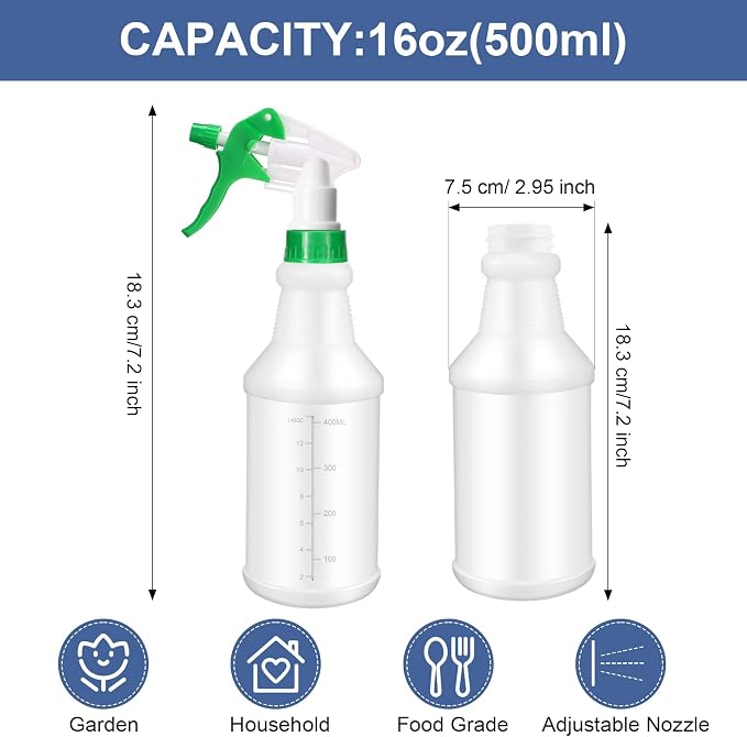 10 Pack Spray Bottles 16 oz Empty Water Spray Bottles - Image 2