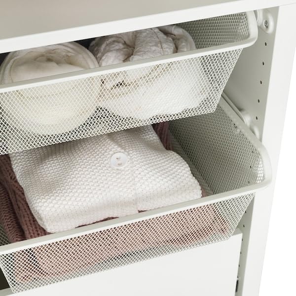 White Mesh Storage Basket with Pull-Out Rail – 19 5/8x22 7/8" Slide-Out Steel - Image 2