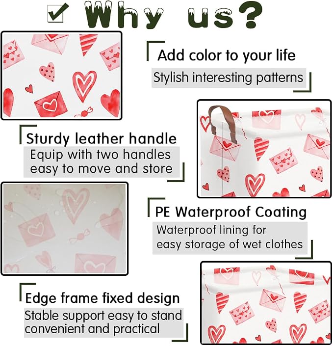 Valentines basket, Collapsible waterproof nursery laundry basket, Valentine's - Image 6