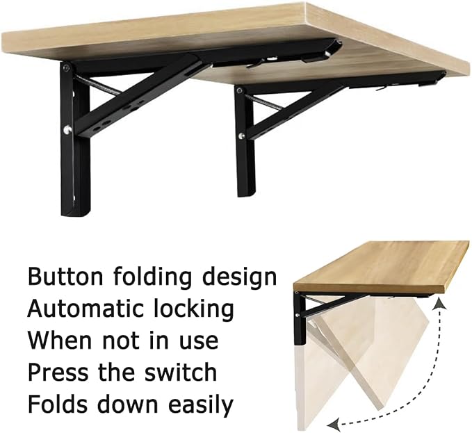 Wall Drop Leaf Table Hinges, Folding Shelf Brackets Heavy Duty Hinges 14 in - Image 3