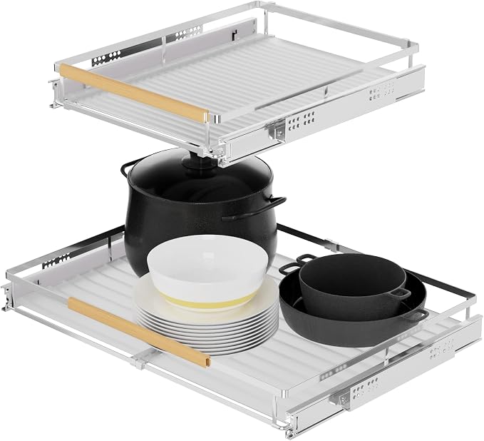 SANNO Expandable Pull Out Cabinet Organizer, Slide Out Pantry Shelf - Image 2
