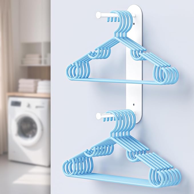 Hanger Holder for Laundry Room, Wall Mounted Clothes Hanger Organizer Stacker - Image 4