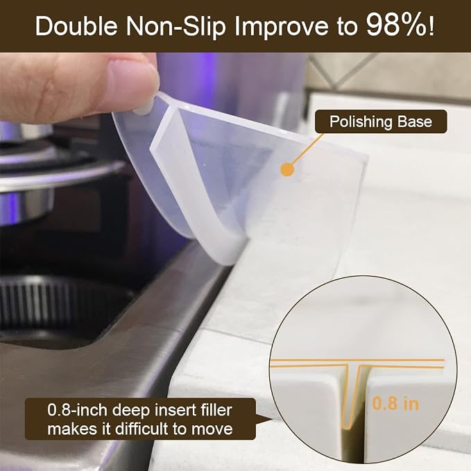 Kitchen Stove countertop Gap Covers, 25 inch Long & Extra Wide Silicone Stove - Image 3