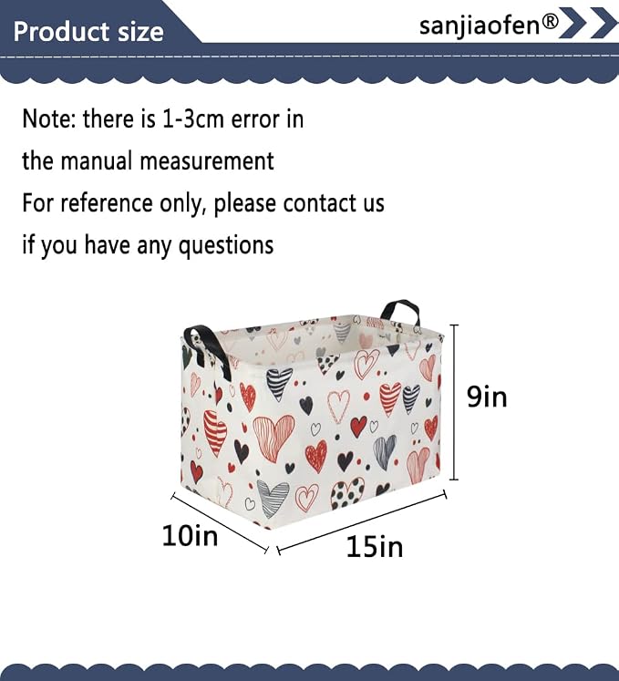 Rectangular Kids Storage Basket, Heart Baskets Organizer.Cute Storage Bin - Image 6