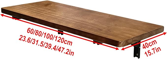 Solid Wood Wall Mount Folding Table，Floating Wall Desk Up To 1.1in Thick - Image 2