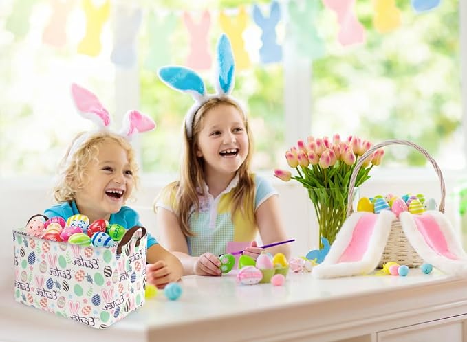 Rectangular Easter baskets, Kids Easter Basket Organizer.Cute Storage Basket - Image 5
