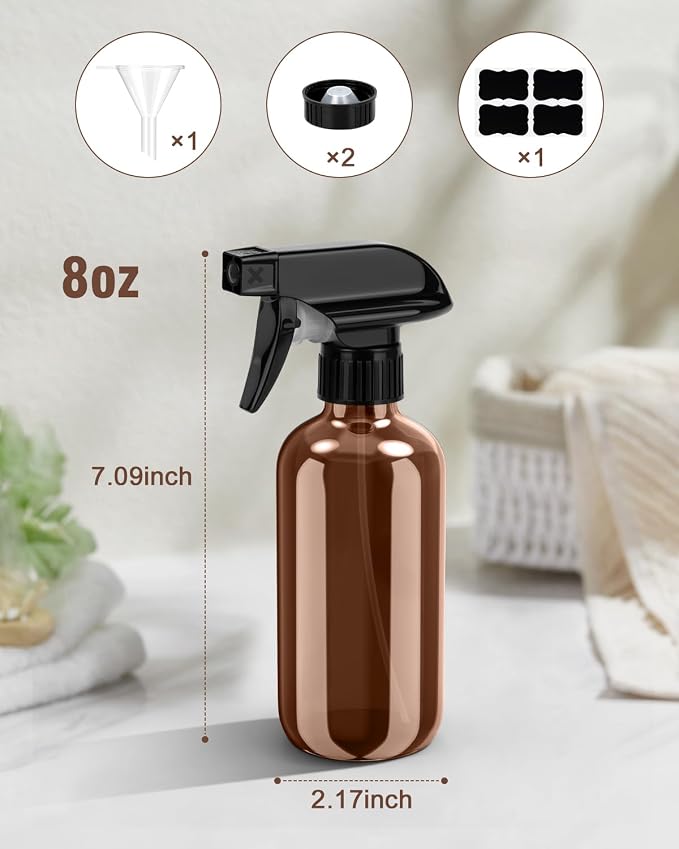 Glass Spray Bottle, Amber Glass Spray Bottle Set & Accessories Refillable - Image 4