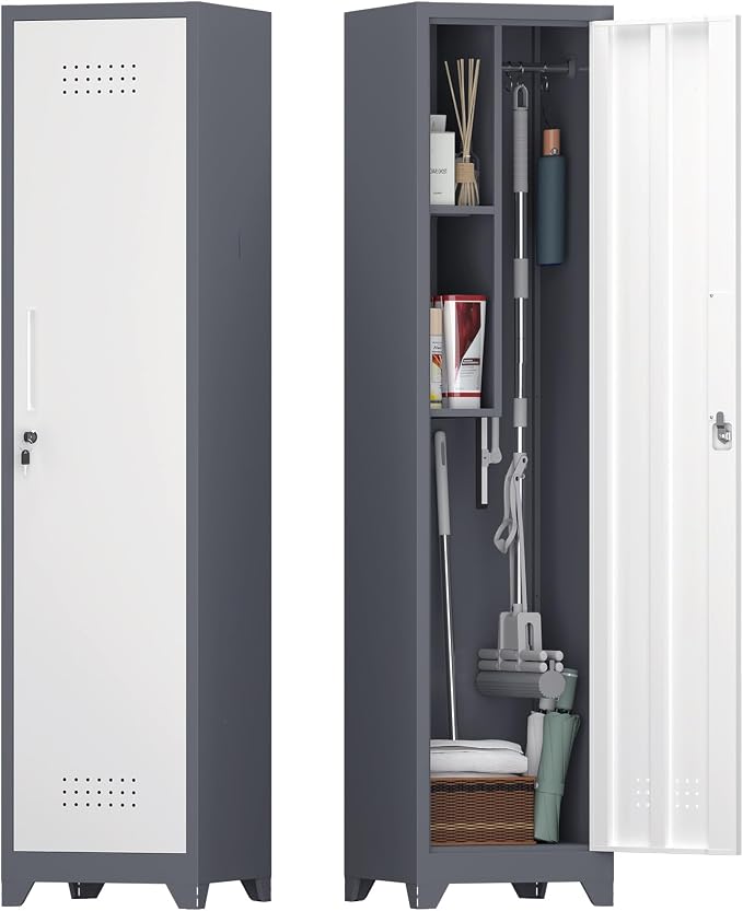 Metal Storage Cabinet with Lock, Locking Metal Cabinet Heavy Duty by IRONFFICE