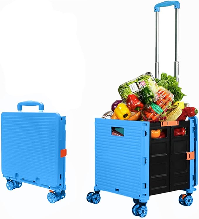 Foldable Utility Cart Folding Portable Rolling Crate Handcart Shopping Trolley - Image 8