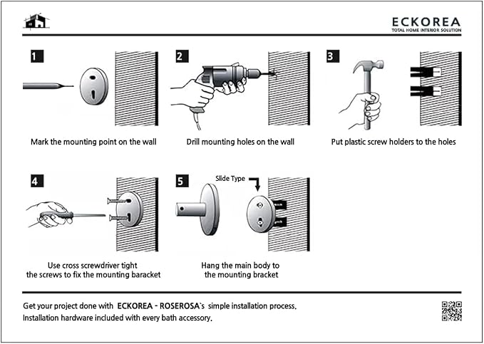 ECKOREA® Polished Chrome Robe & Towel Hook ECK-300O, Durable Zinc Alloy - Image 6