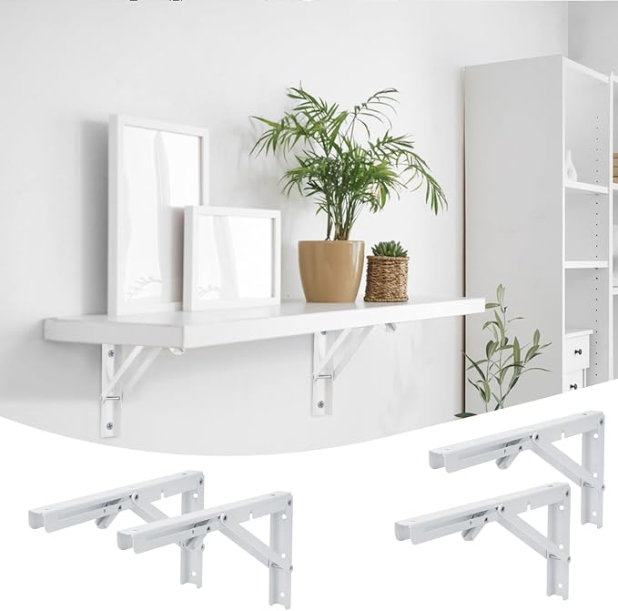 10 Pack 12 Inch White Folding Shelf Brackets - Image 6