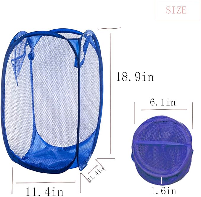 Qtopun Mesh Popup Laundry Hamper, 4 Pack Foldable Portable Dirty Clothes Basket - Image 3