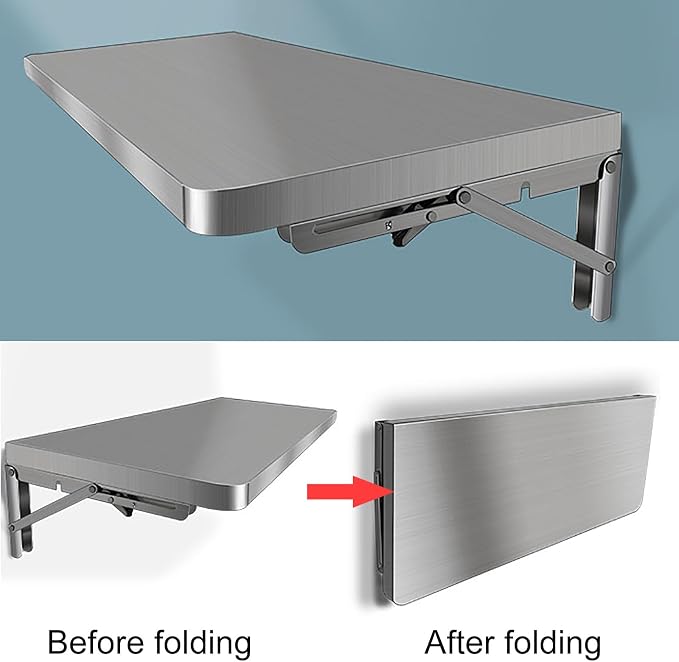 Drop Leaf Stainless Steel Wall Mounted Folding Desk - Image 3