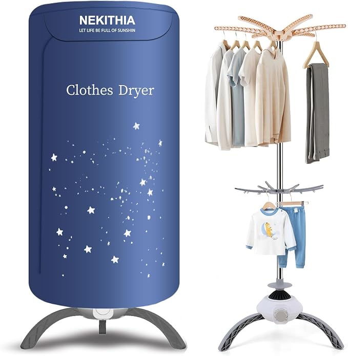 Portable Clothes Dryer, 900W Fast Drying & Large Load Capacity by Nekithia