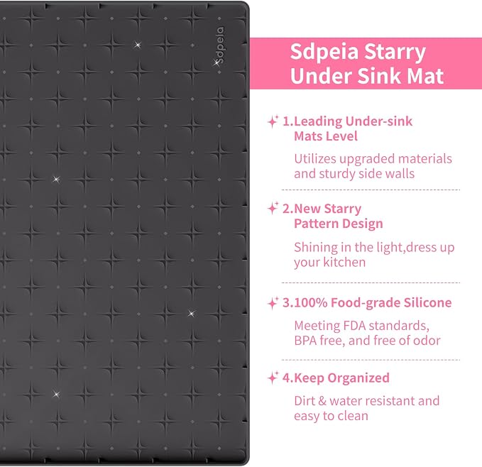 Sdpeia Under Sink Mat 22"×19" Waterproof Silicone Cabinet Liner & Sink Protector - Image 2