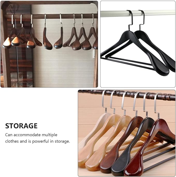 Thickened Wide Shoulder Solid Wood Coat Hanger Non-Slip Practical Suit and - Image 2