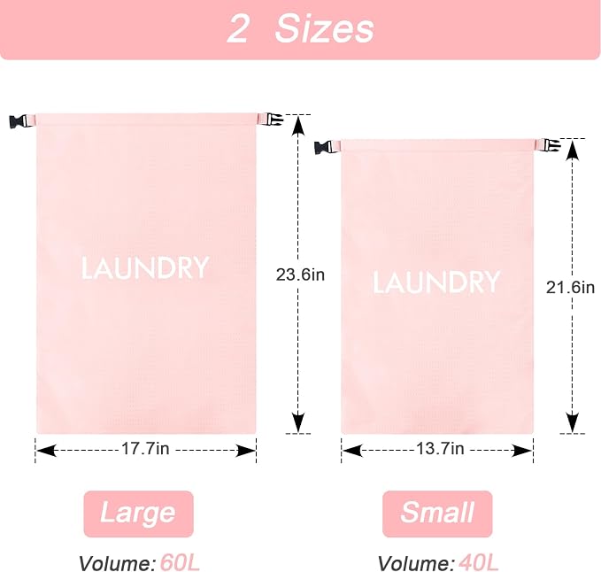 2 Pack Travel Laundry Bag, Nylon Washing Bags - Image 3