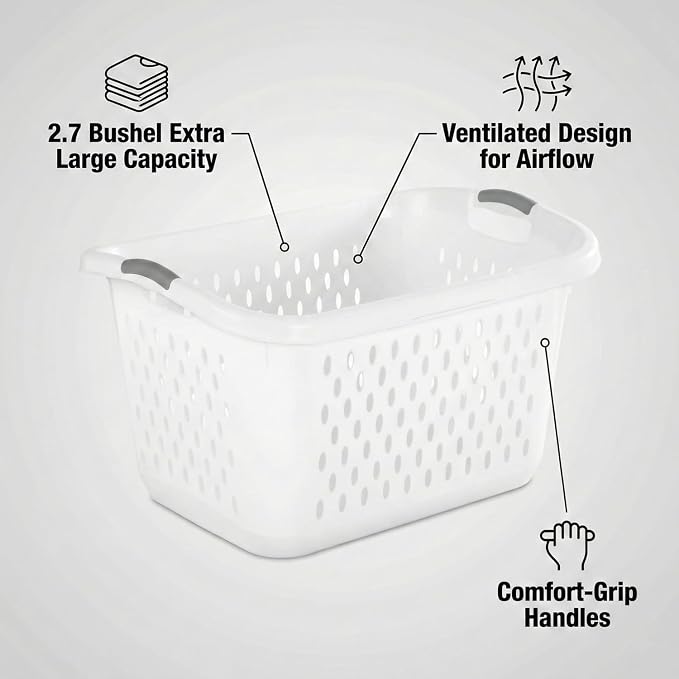 Extra Large 2.7 Bushel Plastic Laundry Basket, Easy-Carry Clothes Basket - Image 2