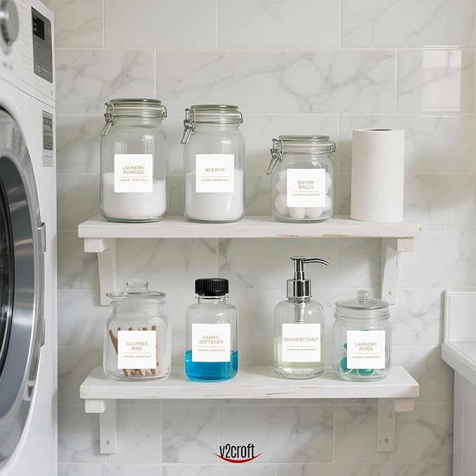 144 PCS Minimalist Laundry Room Gold Labels Set, v2croft Water Resistant - Image 6