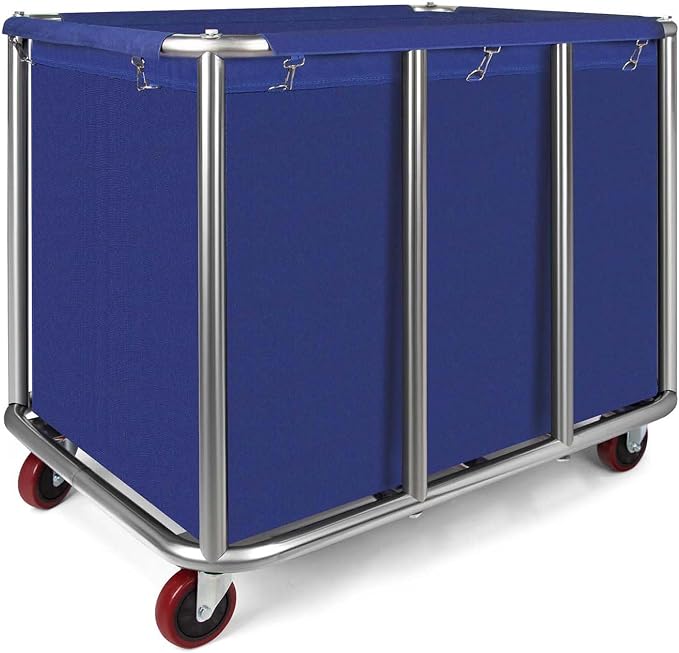 Commercial Laundry Cart with Wheels, 470L Industrial Rolling Laundry Basket by PNNMLLN
