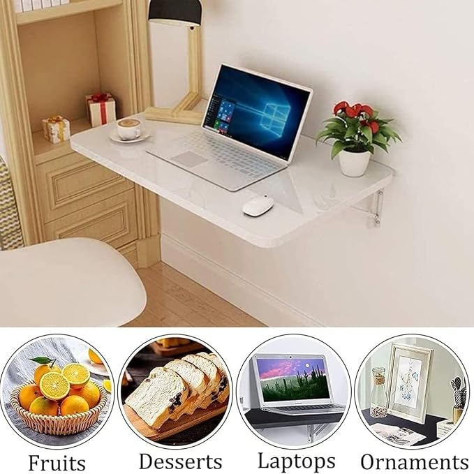 Laundry Floating Folding Table, Wood Wall Mounted Table, Bracket Heavy Duty - Image 6