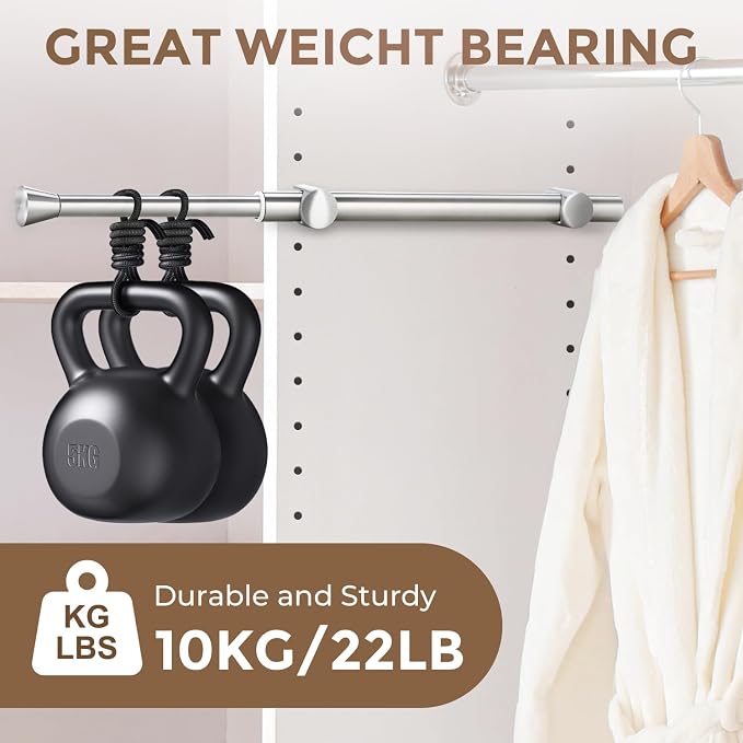 12" Valet Rod for Closet Pull Out, Heavy Duty Slide-Out Closet Rod for Hanging - Image 6