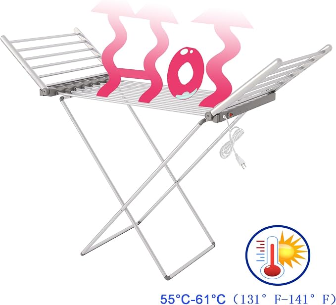 Heated Clothes Drying Rack, Folding Electric Clothes Rack, Collapsible Laundry - Image 7