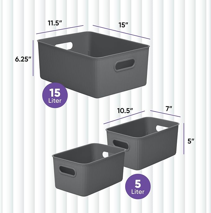 Superio Decorative Plastic Basket Open Home Storage Bins Organizer, 2 Medium - Image 2