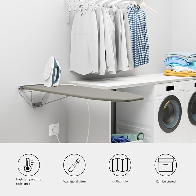 39x13inch Wall Mounted Ironing Board, Foldable Drop Down Ironing Board Cabinets - Image 3
