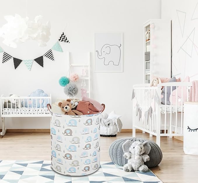 Laundry Hamper, Elephant laundry Basket, Nursery Hamper, Waterproof Storage Bin - Image 2