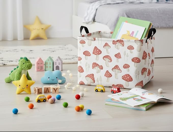 HIYAGON Rectangular Kids Basket Baby Girl Basket Fabric Storage Bin Organizer - Image 5